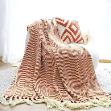 Herringbone Tassel Knit Blanket