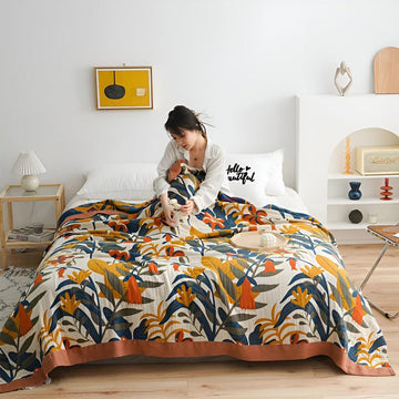 Sunrise Flora Cotton Blanket