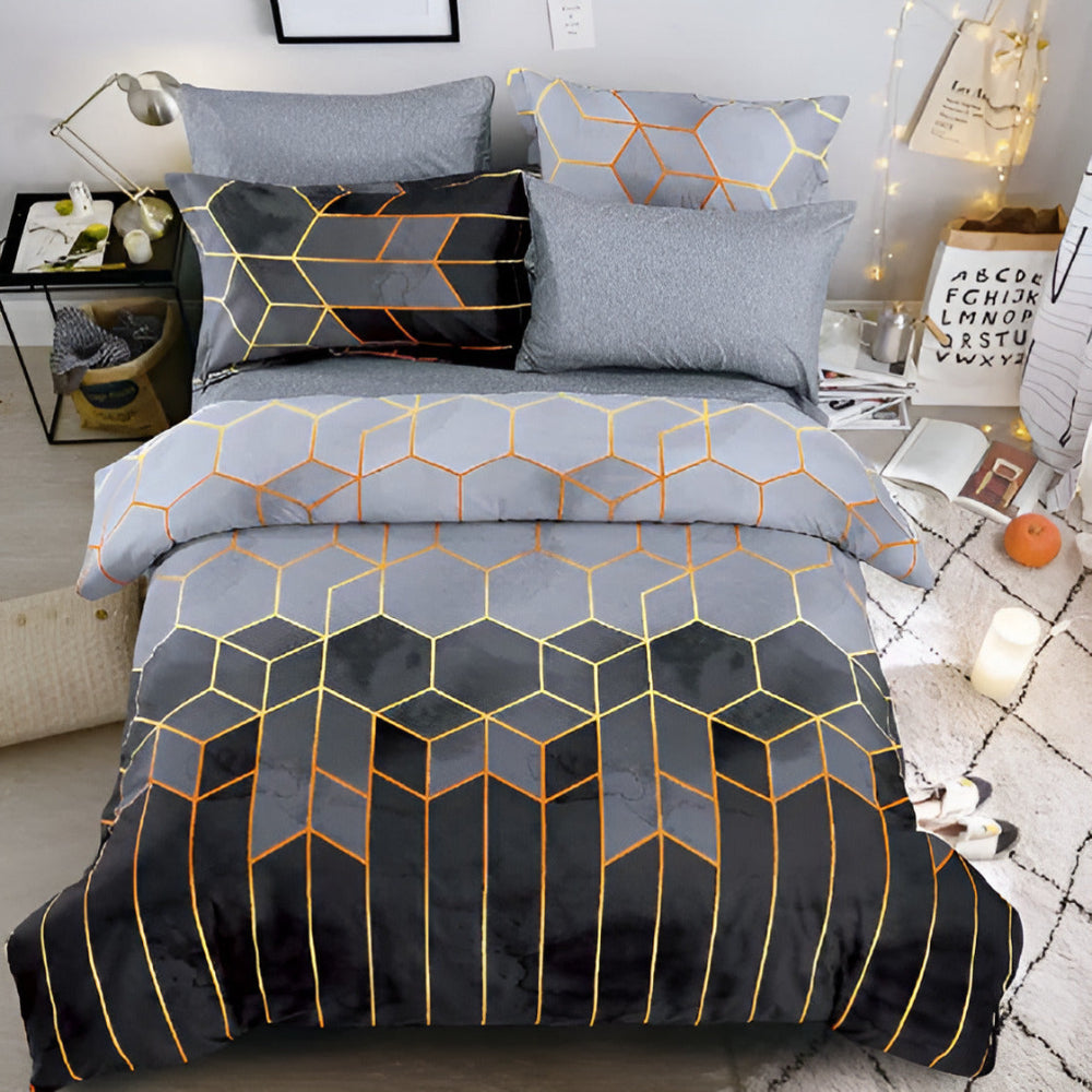 Golden Cosmo Hive | 3pcs Duvet Cover Sets