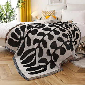 Retro Vine Cotton Woven Throw Blanket