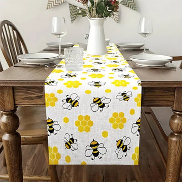 Honeycomb Buzz Linen Table Runner